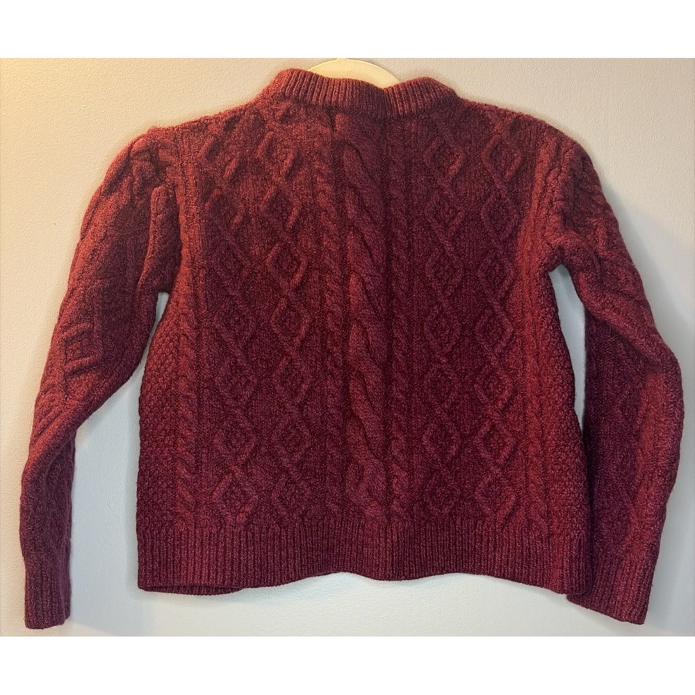 Shades Of Aran Burgundy Cable Knit Sweater 100% Merino Wool Kids Sm Outdoors - Picture 3 of 9